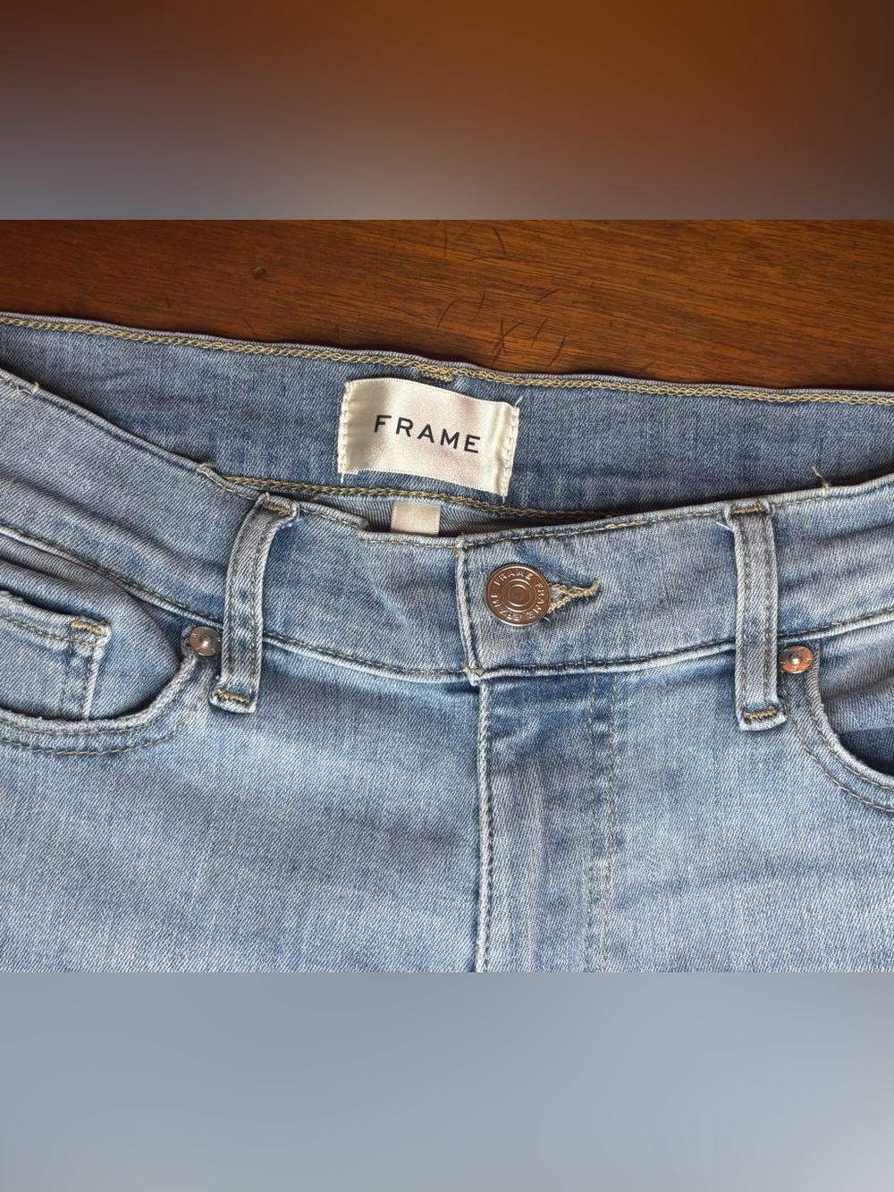 Frame Palazzo Crop Cutoff Jeans in Temper Raw After color - Picture 7 of 7